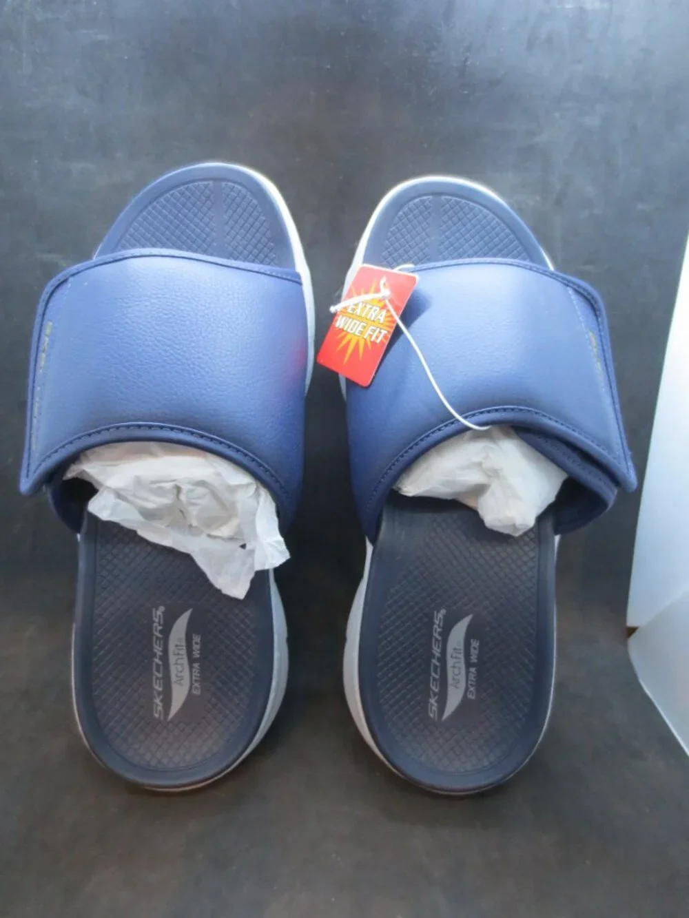 Skechers Men's Sz:10 Arch Fit Day Trip Slip On Comfort Slide Blue Sandals - New